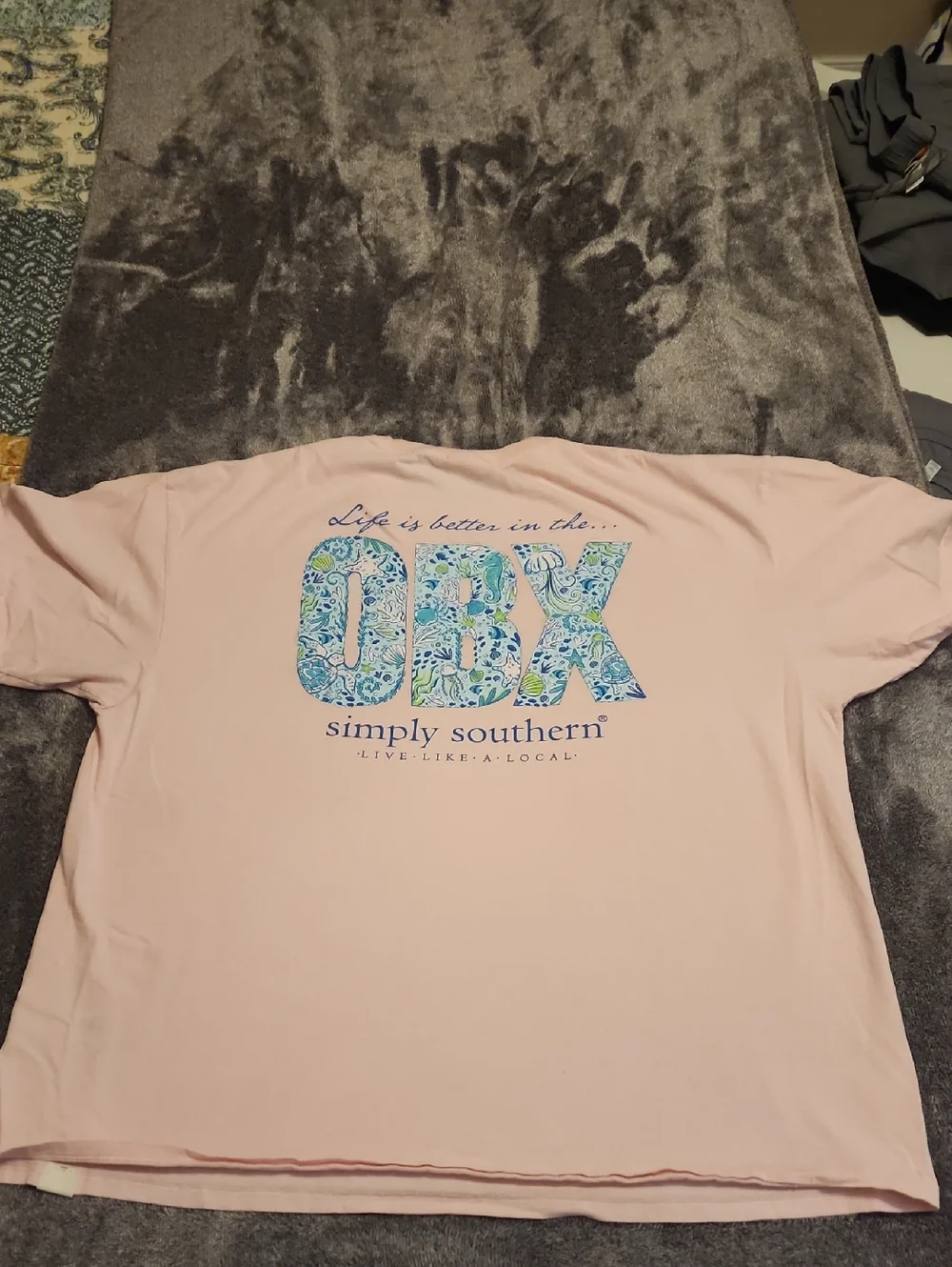 Simply Southern Women's Pink OBX Graphic Short Sleeve Tee - Picture 1 of 4